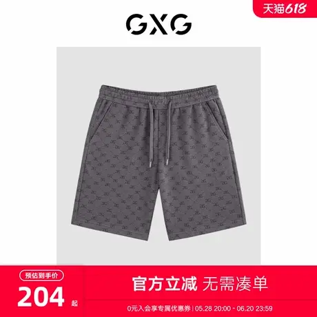 GXG男装2024年夏季重磅满印休闲宽松休闲裤五分裤短裤男图片