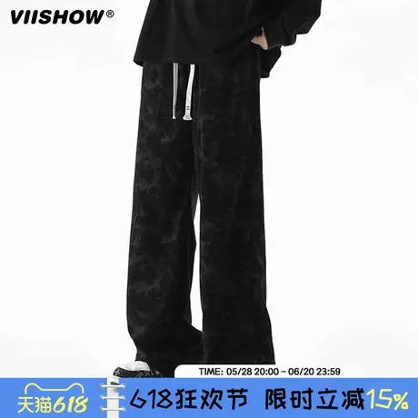 VIISHOW美式复古灯芯绒裤子男秋款设计感潮牌炸街宽松直筒长裤子商品大图