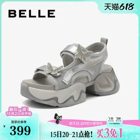 百丽运动凉鞋女鞋子老爹凉拖新款休闲厚底凉鞋B3V2DBL4图片