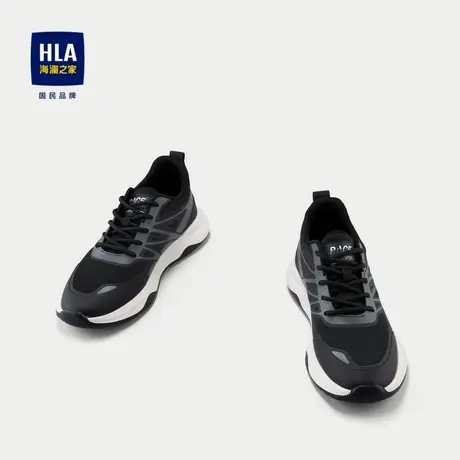 HLA/海澜之家时尚系带休闲鞋平跟透气网布内里运动鞋子男商品大图