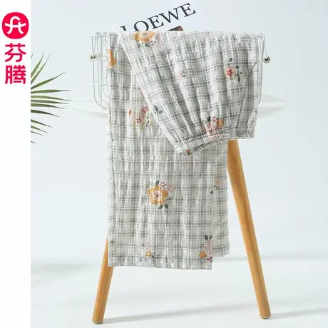 芬腾棉绸睡裤女夏薄款人造棉阔腿裤春秋可外穿宽松家居空调长裤子商品大图