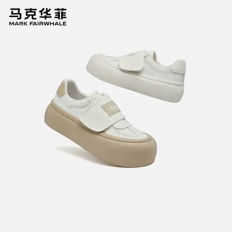 马克华菲厚底板鞋女德训鞋2025夏季新款透气增高小白鞋女休闲鞋商品大图
