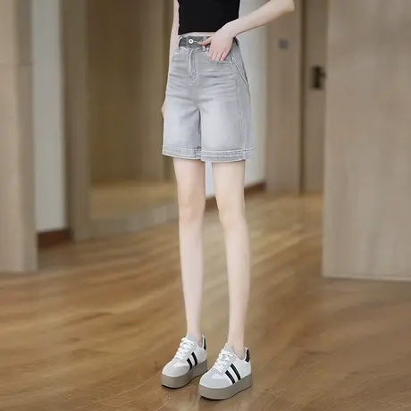 高腰显瘦A字牛仔短裤女夏季薄款阔腿裤小个子百搭五分休闲热裤商品大图