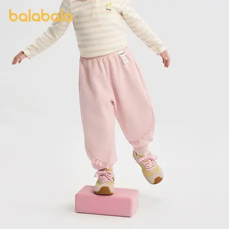 巴拉巴拉balaOne宝宝长裤女童宽松束脚裤2025秋新款裤子甜美蕾丝商品大图