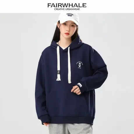 马克华菲红色连帽卫衣女2025新款春秋宽松休闲百搭情侣装长袖上衣图片