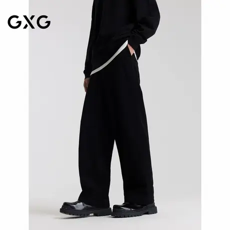 【X】GXG男装弹力粗条灯芯绒休闲裤男宽松裤子阔腿长裤2024秋季品商品大图