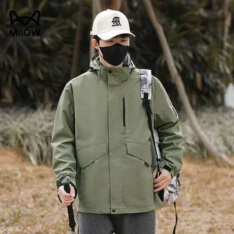 猫人三合一防风夹克男秋冬季可拆卸内胆加绒加厚防水登山服外套女商品大图