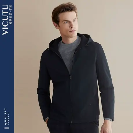 VICUTU/威可多连帽尼克服男水貂皮内胆保暖时尚商务秋冬外套商品大图