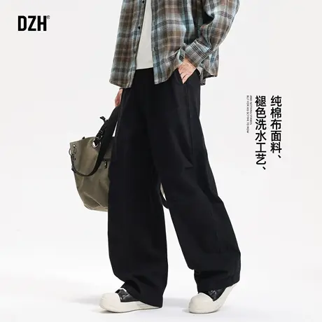 男士纯棉工装裤男美式高街裤子直筒宽松拖地裤秋季休闲裤长裤男裤商品大图