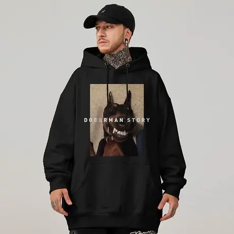 重磅美式复古嘻哈大码卫衣男连帽纯棉做旧高街外套加绒春秋款冬季图片