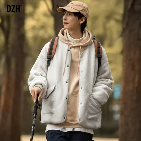 男士超厚羊羔绒外套男冬季加绒加厚两面穿棉服情侣潮牌夹克袄子男商品大图