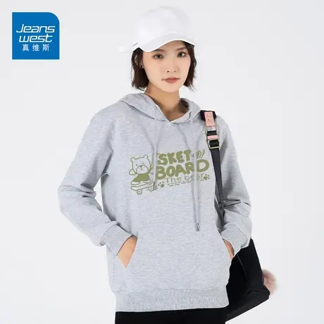 真维斯连帽卫衣女2023春秋新款原创印花长袖打底衫潮图片