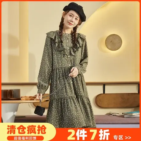 唐狮2022春夏新款长袖连衣裙女碎花韩版宽松森系外穿潮流裙子DY图片