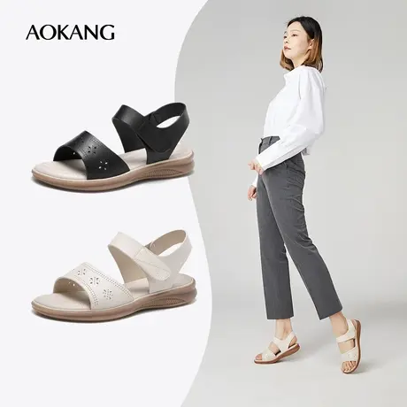 奥康女鞋 百搭夏季气质女士凉鞋外穿黑色坡跟舒适妈妈鞋日常百搭商品大图