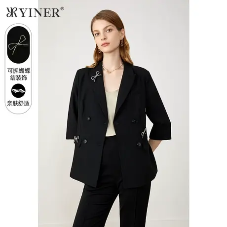 YINER音儿奥莱女装秋季通勤纯色西装短外套商品大图