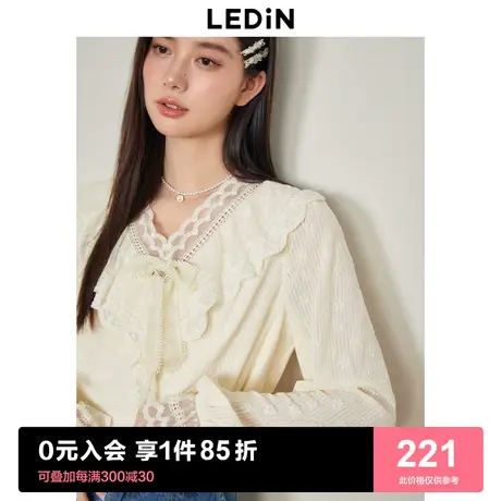 乐町荷叶领雪纺衫2023春夏季新款甜美上衣女宽松超仙设计感衬衫图片