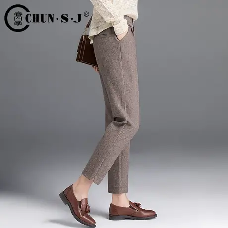 九分直筒裤烟管西装裤女2024新款咖啡色女裤休闲裤萝卜裤哈伦裤子图片