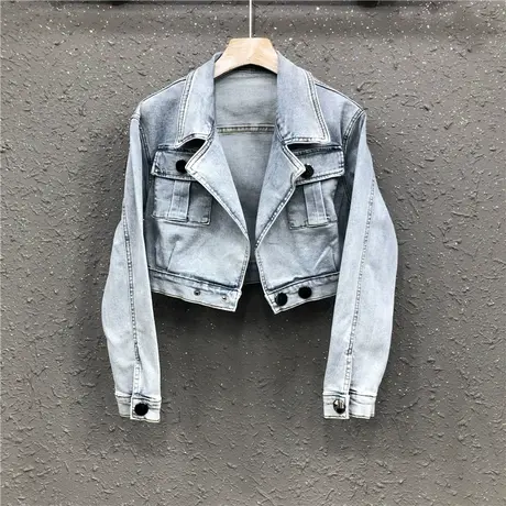 牛仔外套春秋新款韩版修身显瘦性感短款百搭款长袖韩版上衣女装潮图片