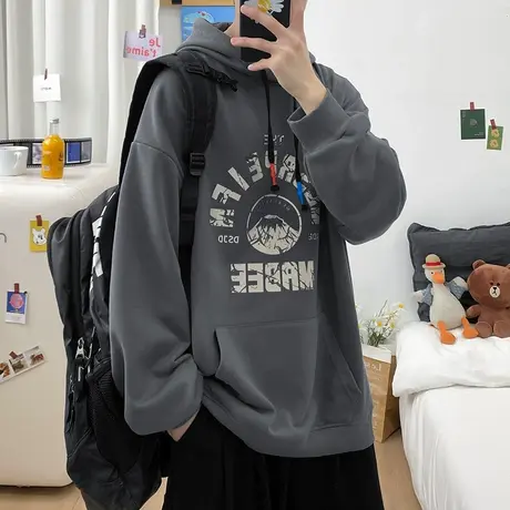 百搭连帽卫衣男日系韩版潮流春秋季宽松套头ins潮牌运动痞帅外套商品大图