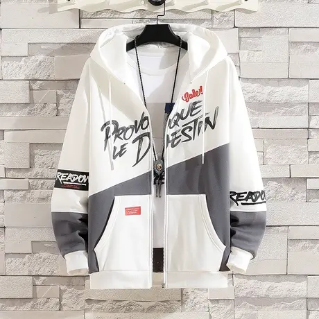 秋季开衫卫衣男春秋潮牌连帽外套初中高中学生秋装青少年帅气男装商品大图