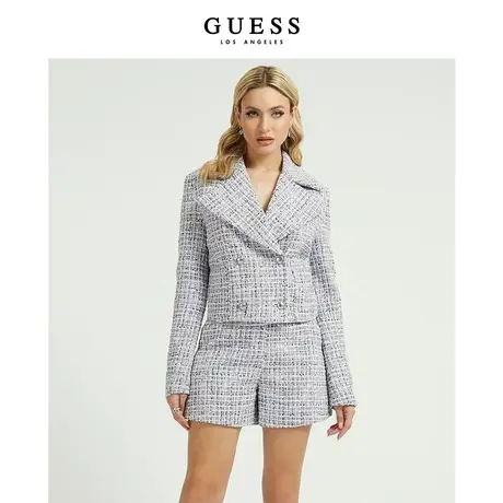 GUESS女法式气质小香风粗花呢含羊毛短款外套-W3YN2商品大图