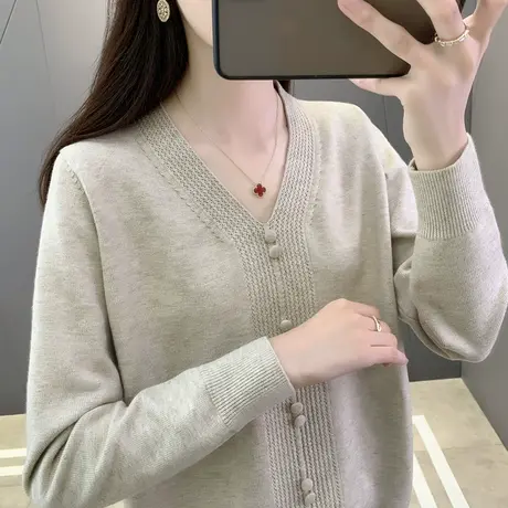 秋季女装V领女士毛衣2024新款今年流行爆款打底针织衫女上衣秋冬图片