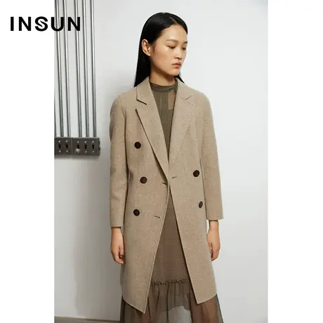 INSUN恩裳秋季100%羊绒大衣毛呢外套图片