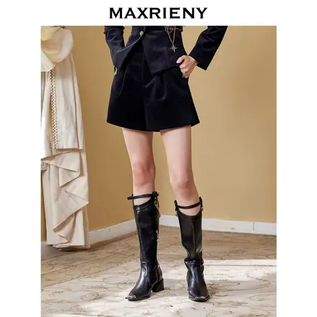 MAXRIENY丝绒小短裤2022秋季新款灯芯绒休闲裤女高腰商品大图