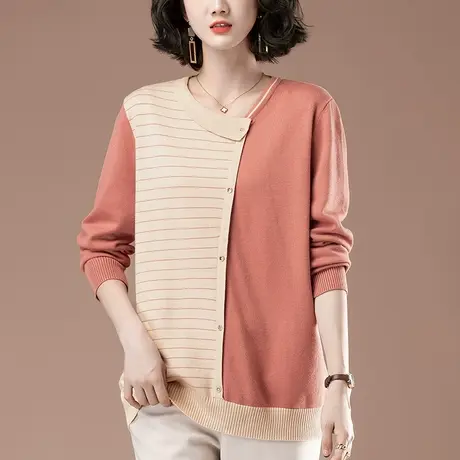 针织打底衫女秋冬新款加肥加大码女装宽松休闲百搭减龄薄款毛衣女商品大图