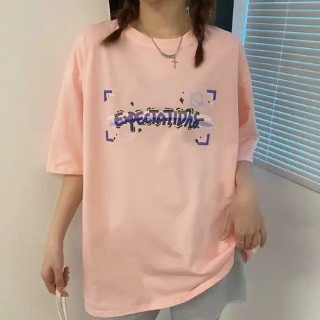 网红短袖t恤女夏2021新款宽松韩版设计感小众纯棉ins超火上衣服潮图片