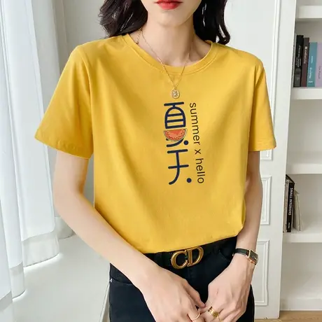 上衣女夏高级感纯棉短袖t恤2022新款休闲美式复古体恤正肩设计感图片