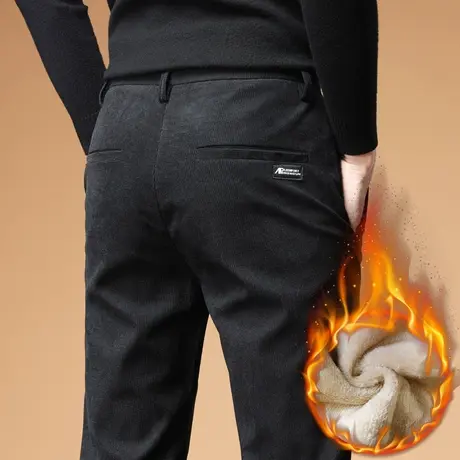 秋冬季2024年新款加绒加厚潮流百搭条绒灯芯绒男裤子男士休闲长裤商品大图