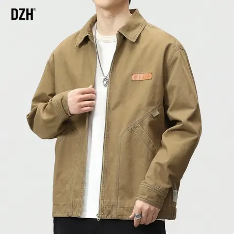 男生卡其色外套男秋季潮高级感痞帅男装2024新款休闲夹克秋季上衣商品大图