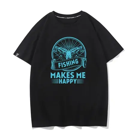 秀洛钓鱼让我开心快乐钓鱼佬钓鱼人台钓路亚男士纯棉宽松t恤短袖图片