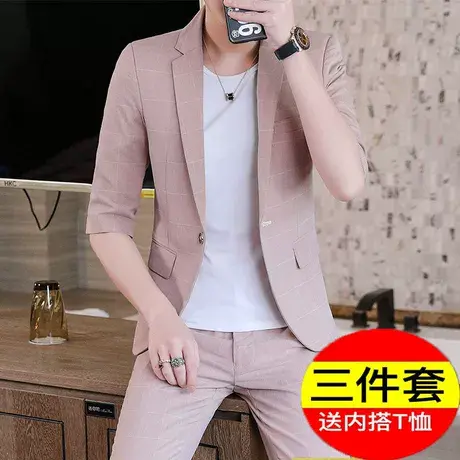 夏季薄款冰丝西服男轻奢免烫西装宽松显修身舒服弹力轻薄单西外套商品大图