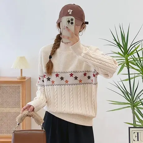 半高领毛衣女秋冬2023新款女装上衣宽松外穿内搭加厚针织打底衫女图片