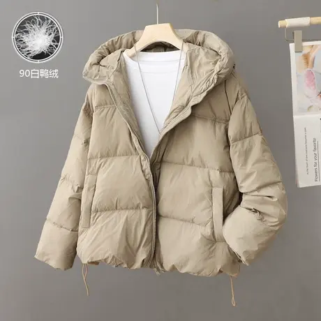 2024冬季新款韩系小个子轻薄羽绒服女连帽百搭白鸭绒宽松外套女装商品大图