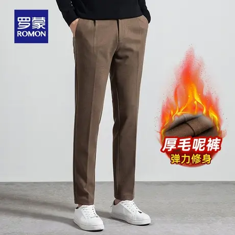 【毛呢裤】罗蒙男士保暖休闲裤2024春秋工装西裤商务直筒厚款裤子商品大图