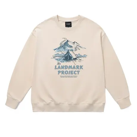 卫衣男士露营风复古男装宽松加绒圆领长袖秋冬款无帽套头上衣女生商品大图