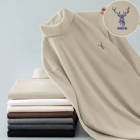 300g重磅双面德绒打底衫男长袖t恤秋冬高领加绒保暖小衫内搭秋衣商品大图