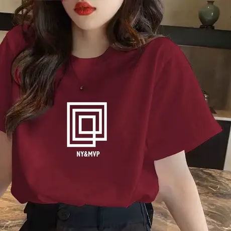 龙年本命年新年T恤女红色短袖衣服纯棉大码宽松2024春节打底衫潮商品大图