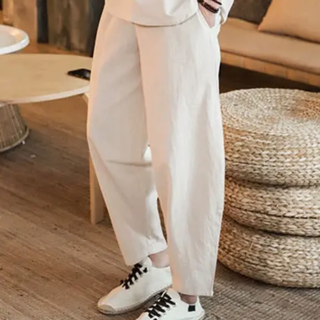 九分裤男2023夏季新薄款棉麻男装休闲裤复古民族风中国风9分裤子商品大图