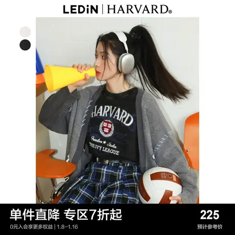 【哈佛联名】乐町休闲上衣23秋季新款宽松学院风短袖T恤C2CND3301商品大图