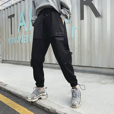 [清仓特卖]工装裤女宽松bf束脚显瘦直筒高腰休闲运动裤女图片