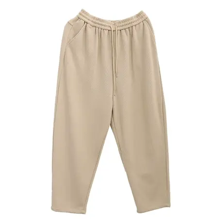 dza 高腰显瘦纯棉休闲裤女2023春季九分直筒阔腿裤宽松百搭哈伦裤图片