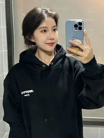 oversize连帽印花字母卫衣女春秋薄款ins潮牌宽松设计感美式外套图片