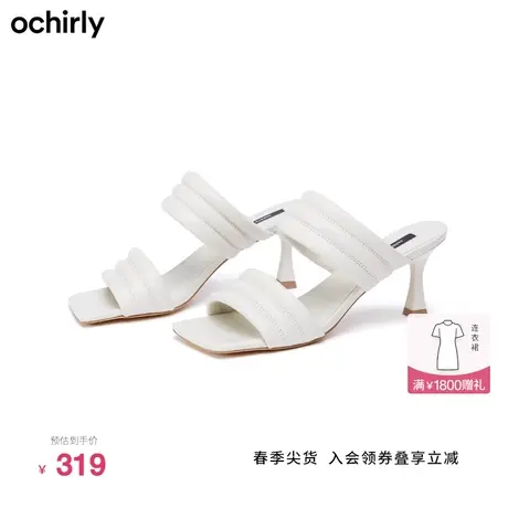 【新降】欧时力新款夏装羊皮革低跟细跟时尚凉鞋女1W02518010商品大图