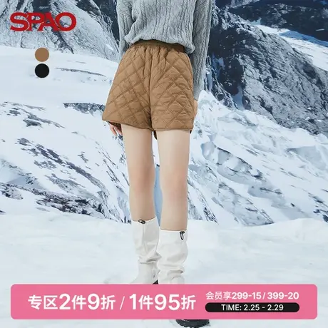 SPAO女士短裤春季新款绗缝休闲松紧腰短裤SPTHC4TS20图片