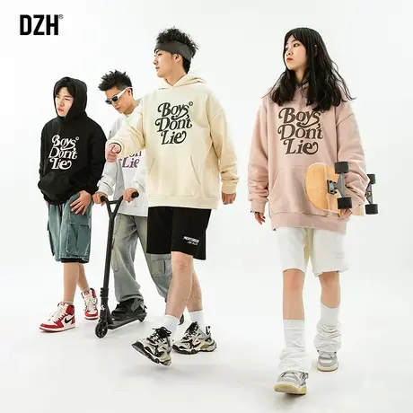 情侣卫衣男连帽美式休闲外套春季2024新款情侣装潮牌重磅男生衣服商品大图