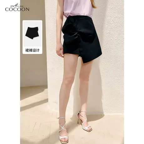 missCOCOON设计感不规则休闲短裤女2023夏装新款小众短款直筒裤子商品大图
